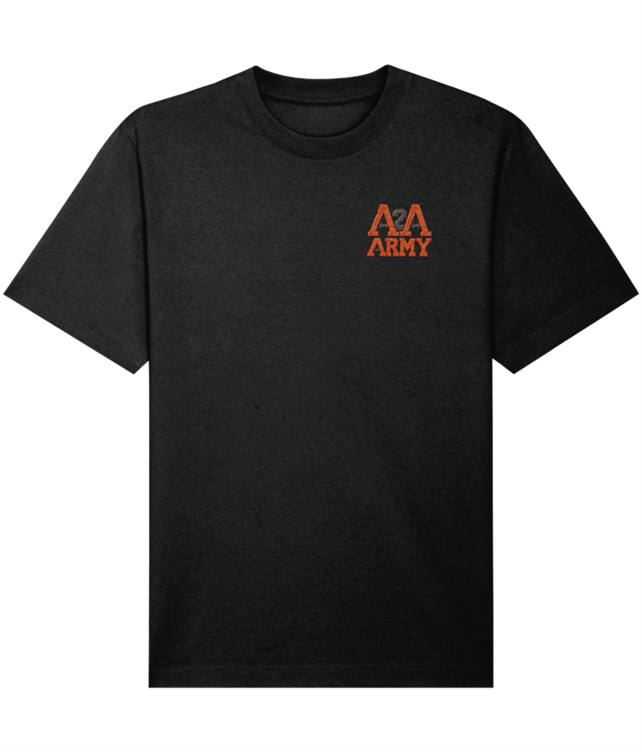 Previous supplier design: A2A Army T-Shirt in Black. New branding is not shown.
